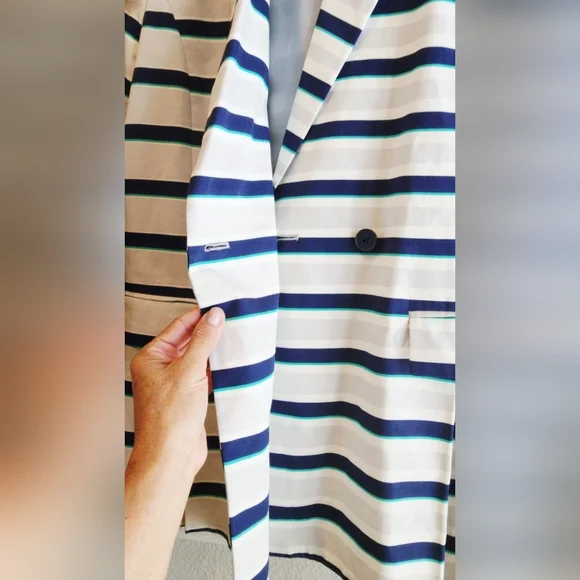 ICB NEW YORK STRIPES DOUBLE BREASTED BLAZER WOMEN'S SIZE 6 - Picture 8 of 14